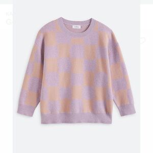 Kaileigh Lavender Purple & Beige Checkered Genni Crew Neck Sweater Pullover